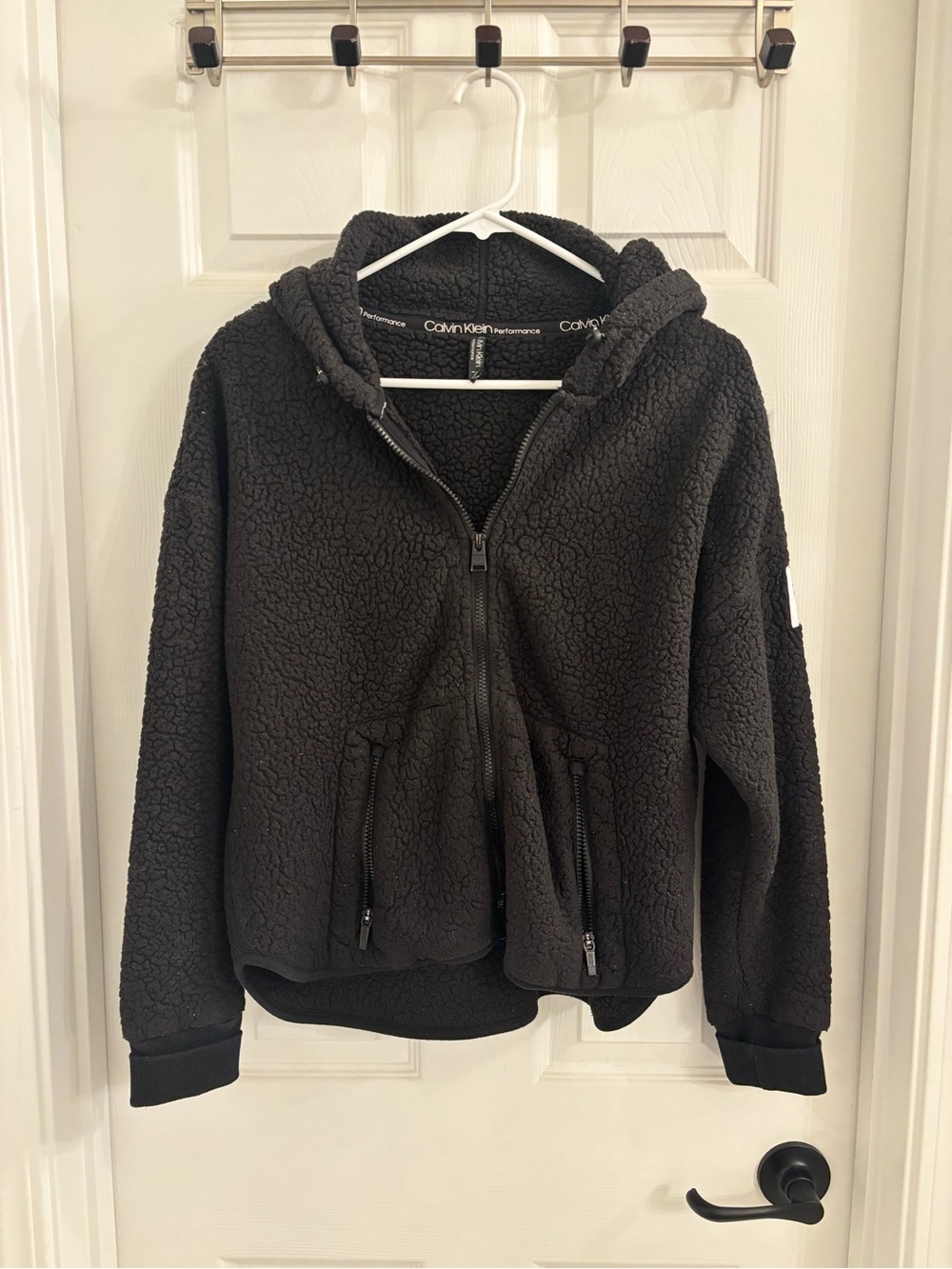 Calvin Klein Black Sherpa Zip Hoodie Jacket
